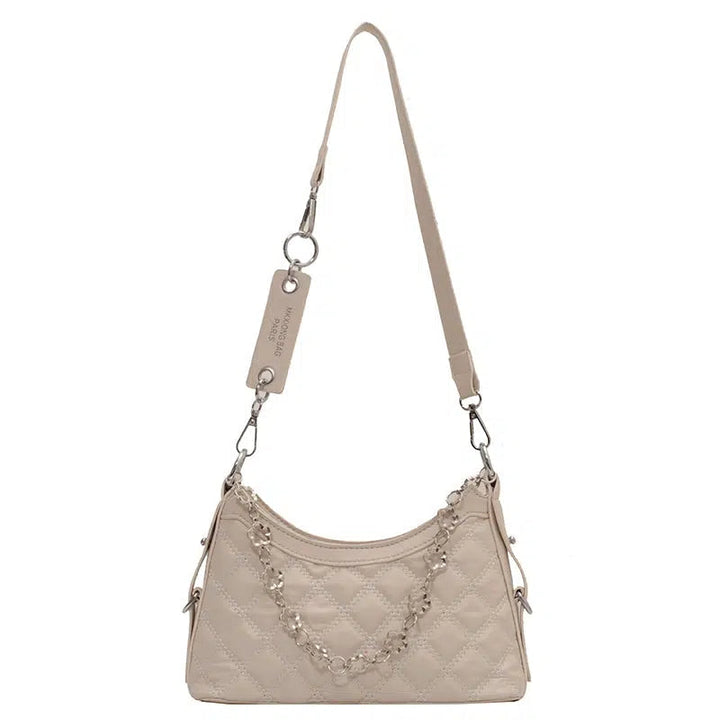 Chain Accent Quilted Shoulder Bag