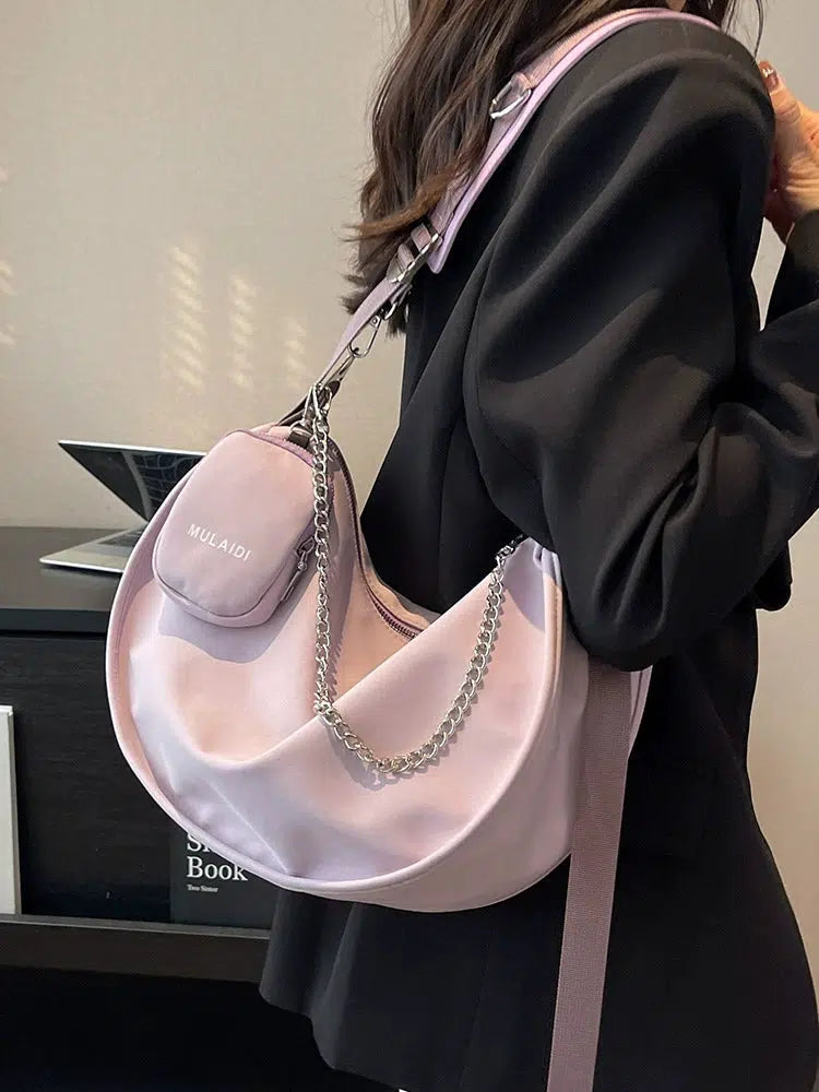 Chain Accent Sling Shoulder Bag