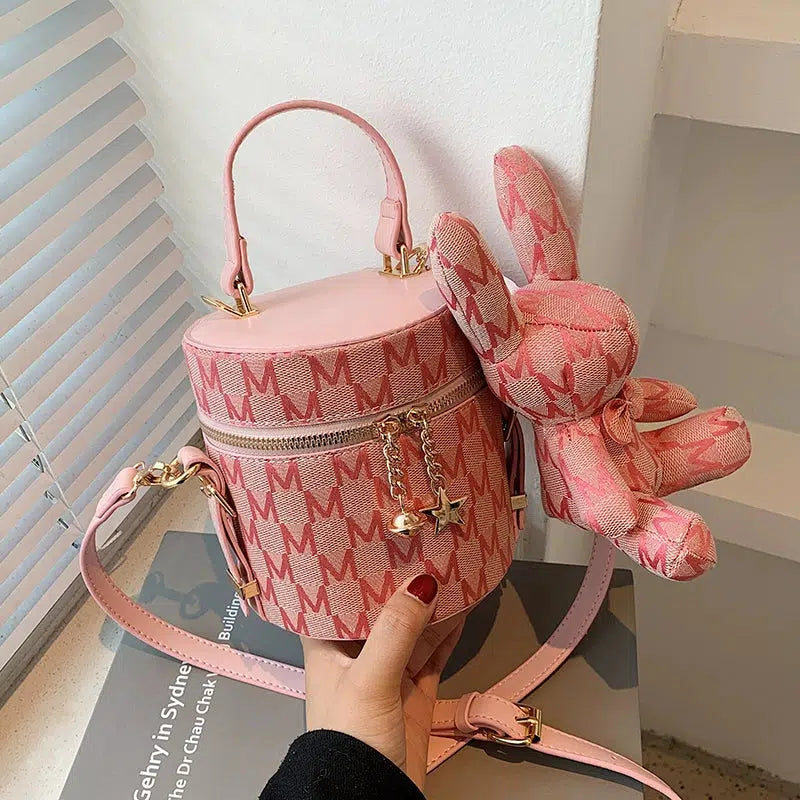 Chain Charm Patterned Bucket Bag