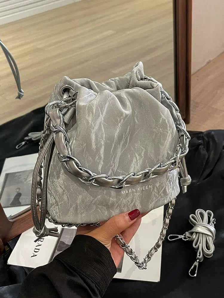 Chain Strap Bucket Shaped Bag