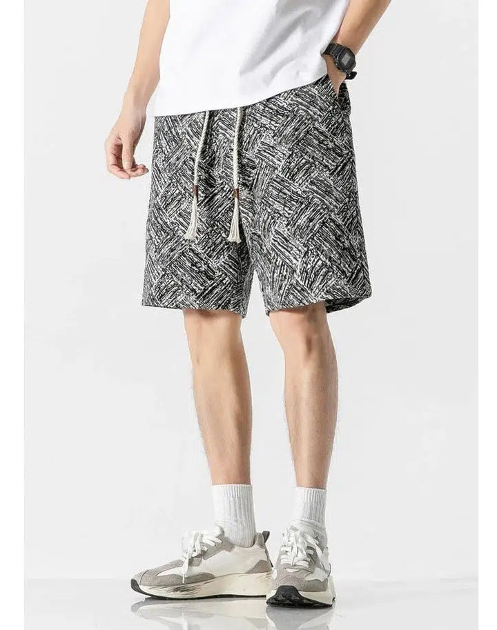 Check Embroidered Casual Shorts