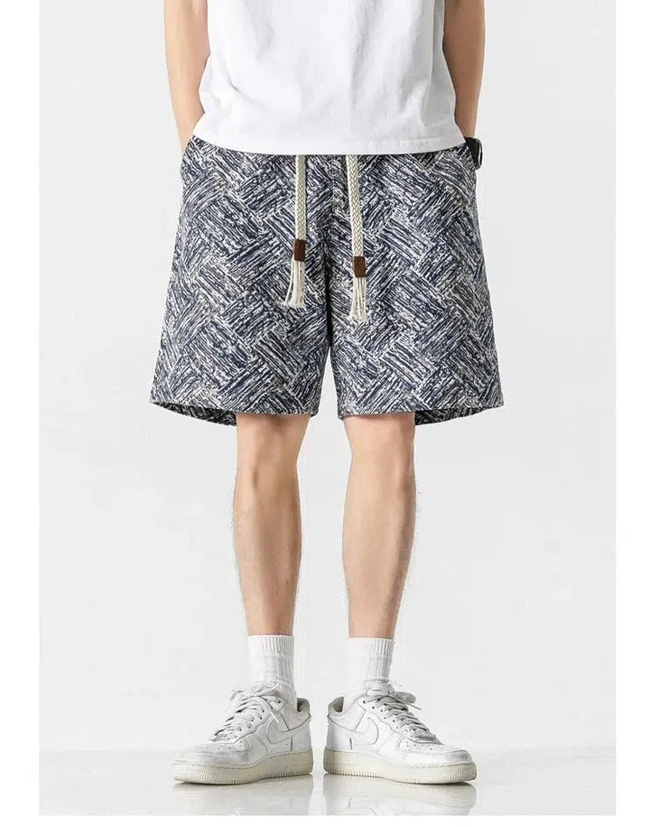 Check Embroidered Casual Shorts