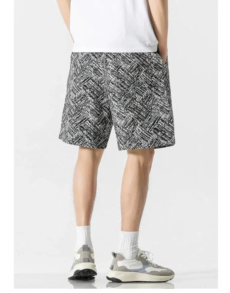 Check Embroidered Casual Shorts