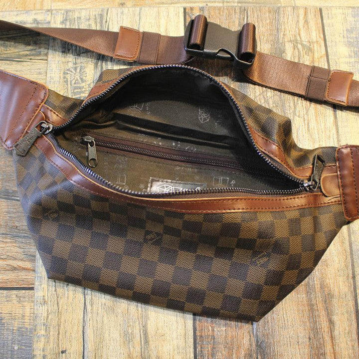 Checkered Leather Chest Bag