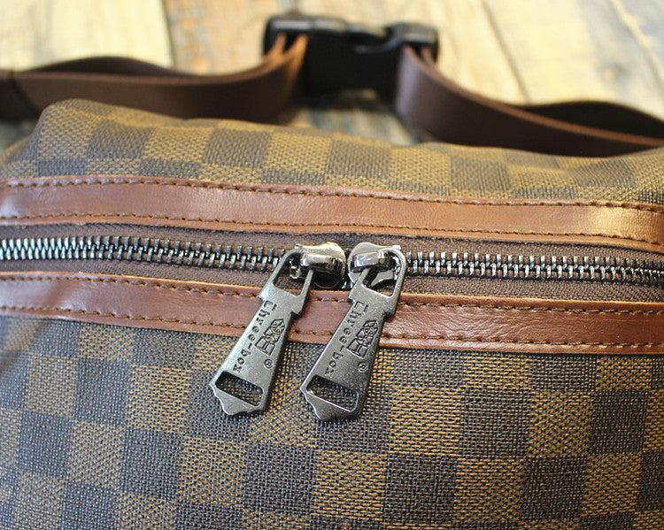 Checkered Leather Chest Bag