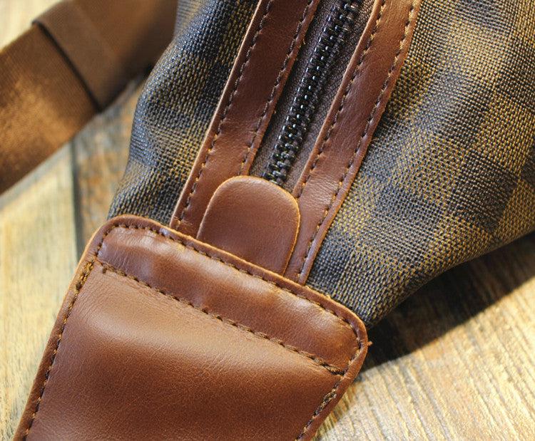 Checkered Leather Chest Bag