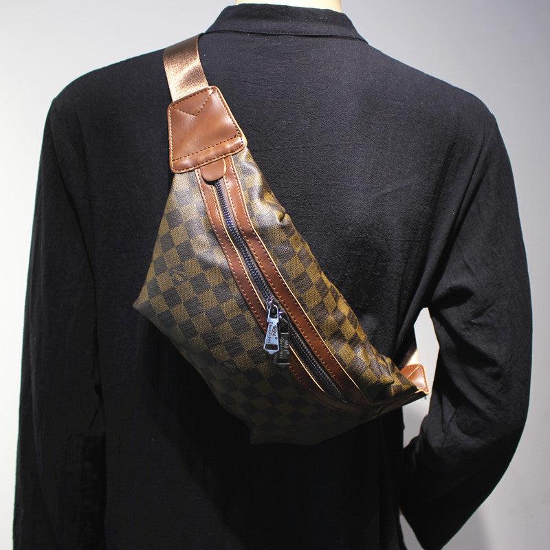 Checkered Leather Chest Bag