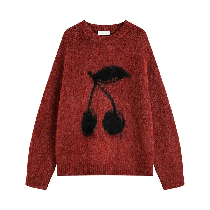 Cherry Design Knit Sweatshirt