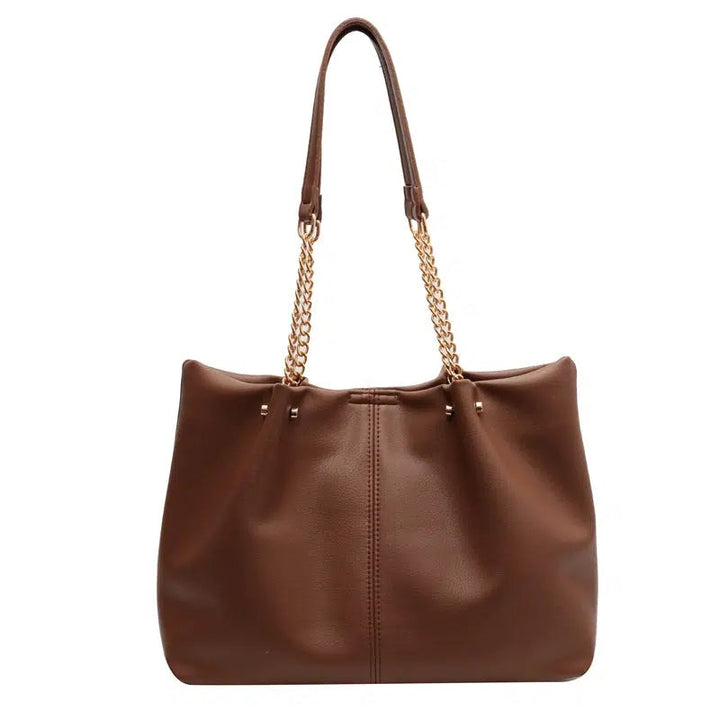 Chic Leather Chain Handle Tote Bag