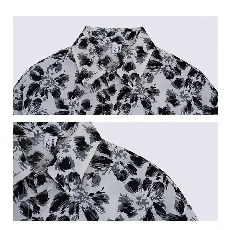 Chiffon Short Sleeve Floral Shirt