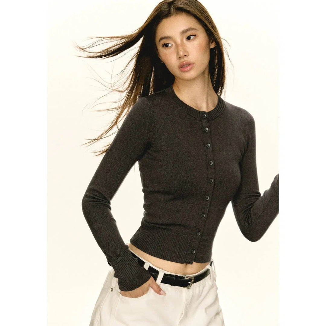 Classic Buttoned Long Sleeve Knit Cardigan