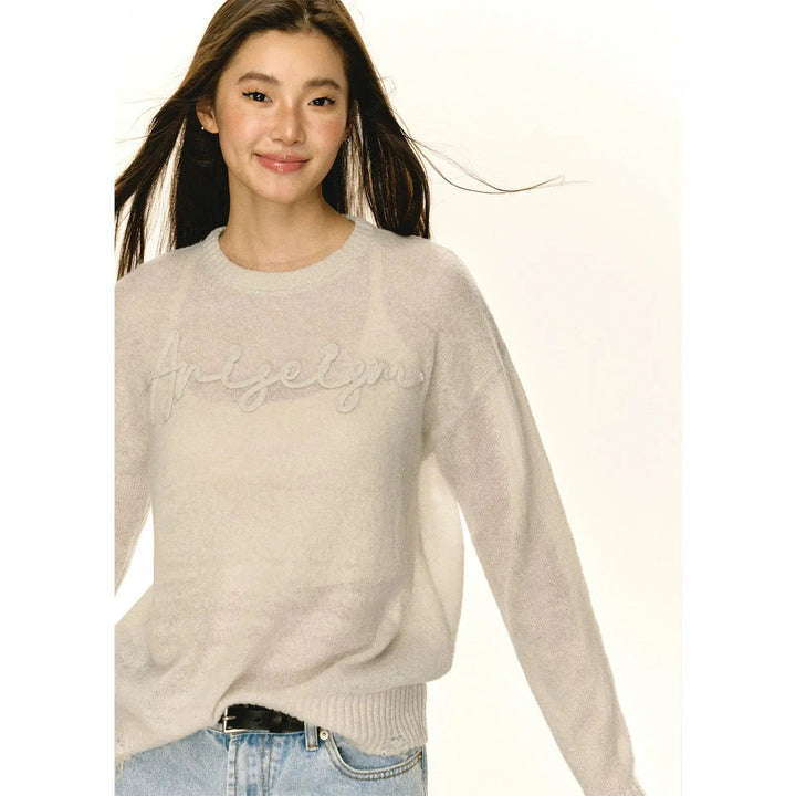 Classic Crewneck Embroidered Logo Knit Sweater