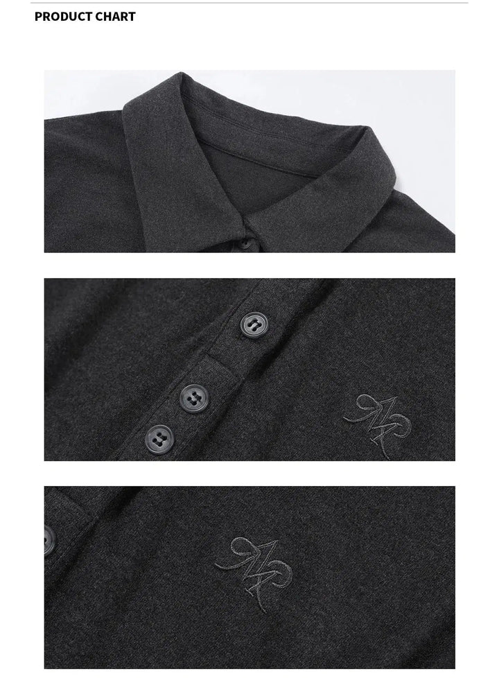 Classic Fit Collared Pullover with Button Detail