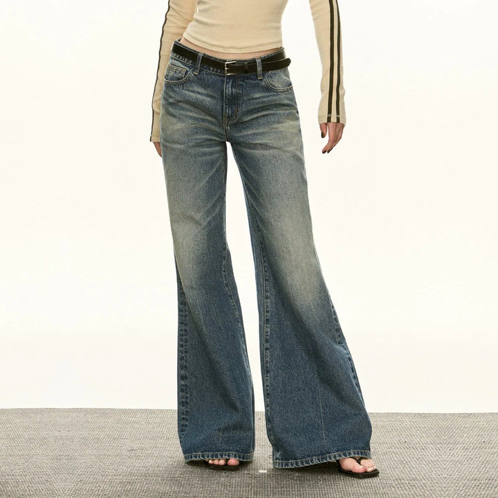 Classic High-Waisted Flared Jeans with Belt Loops