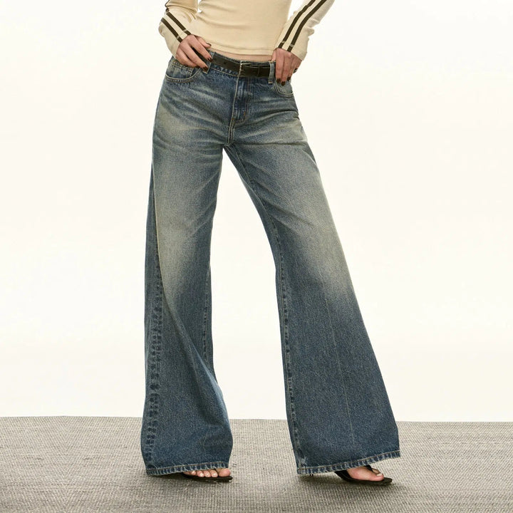 Classic High-Waisted Flared Jeans with Belt Loops