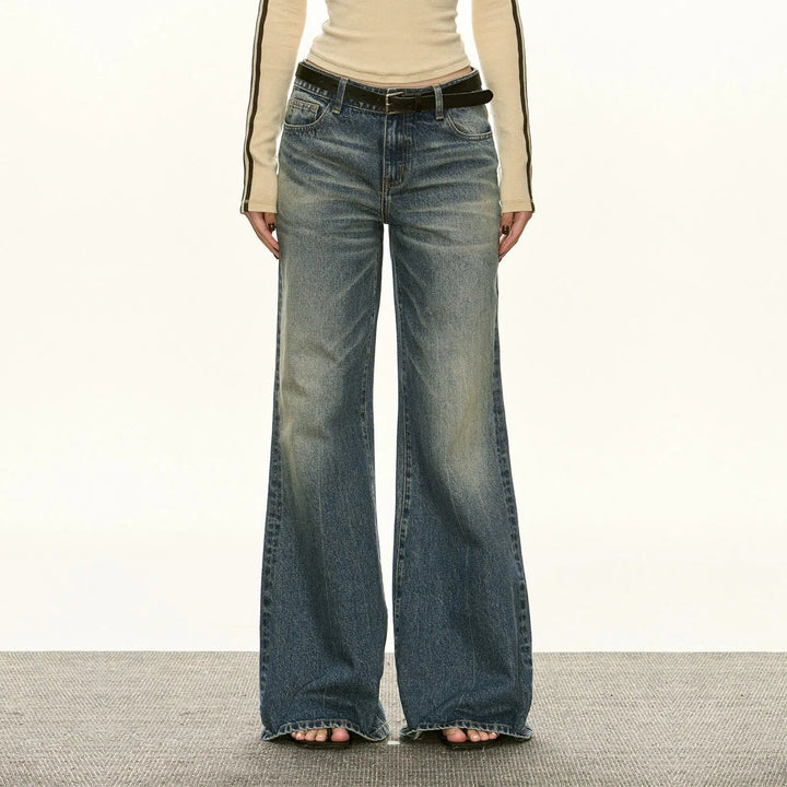 Classic High-Waisted Flared Jeans with Belt Loops