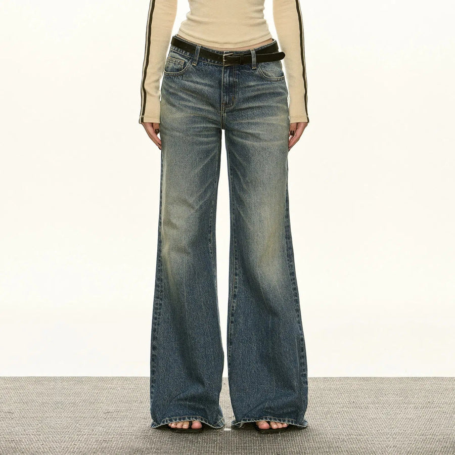 Classic High-Waisted Flared Jeans with Belt Loops