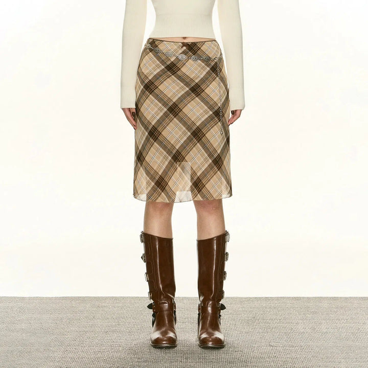 Plaid skirt kfashion best sale