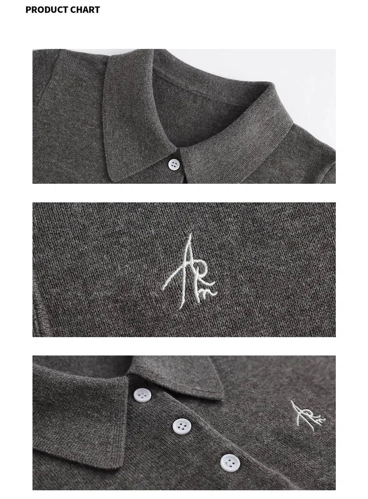 Classic Polo-Style Knitwear Top with Embroidered Logo