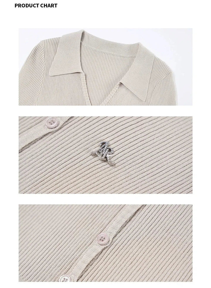 Classic Ribbed Button-Up Knit Cardigan