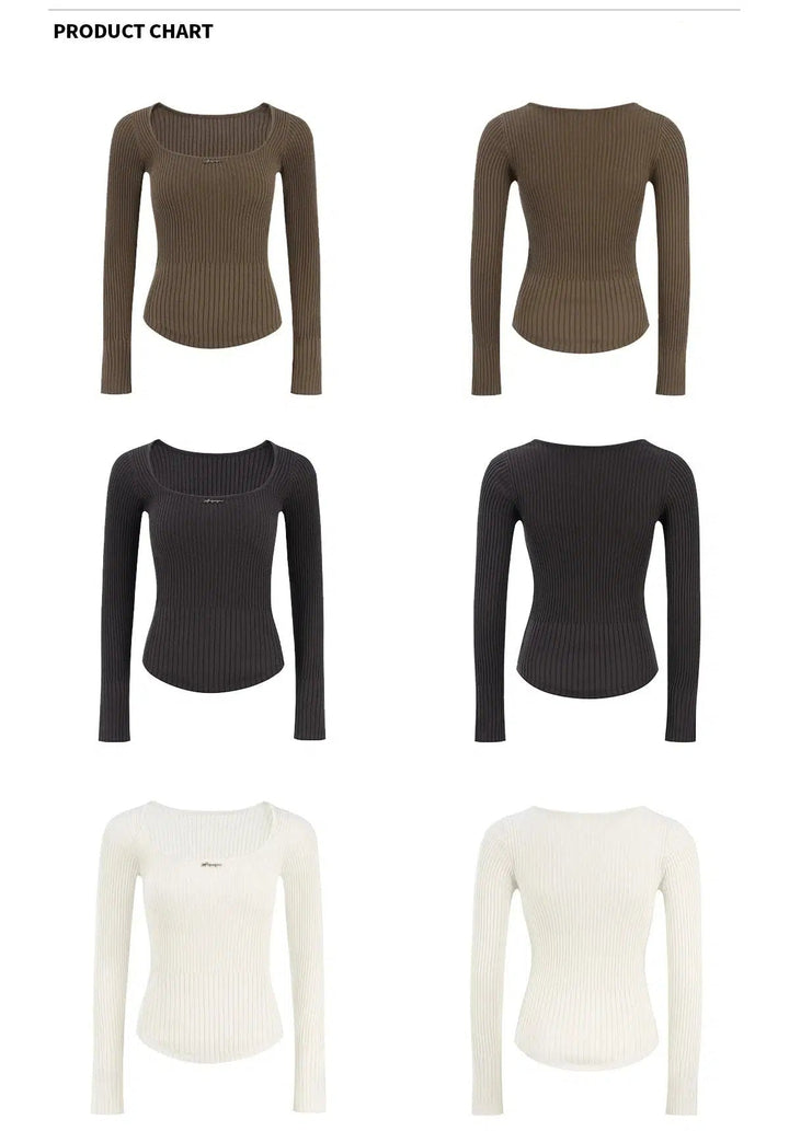 Classic Ribbed Long Sleeve Knit Top