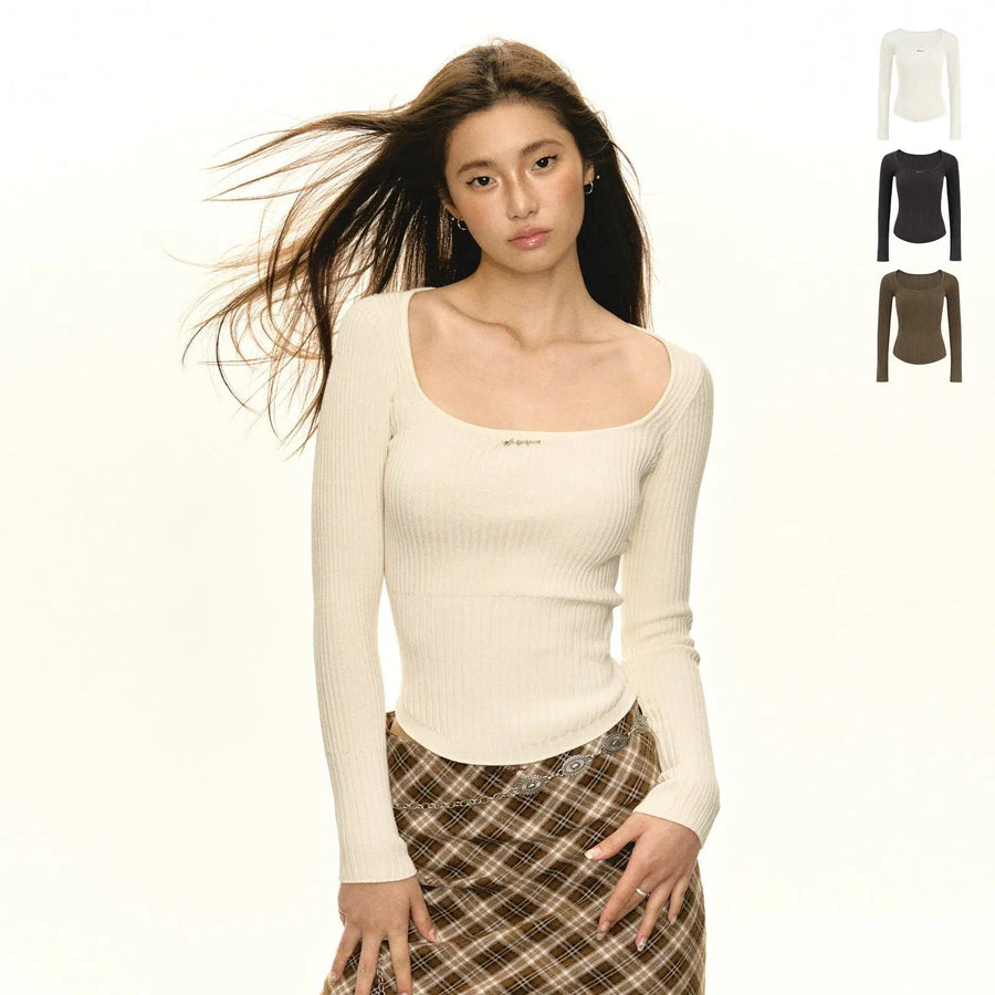 Classic Ribbed Long Sleeve Knit Top