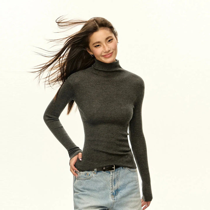 Classic Turtleneck Ribbed Pullover - Slim Fit