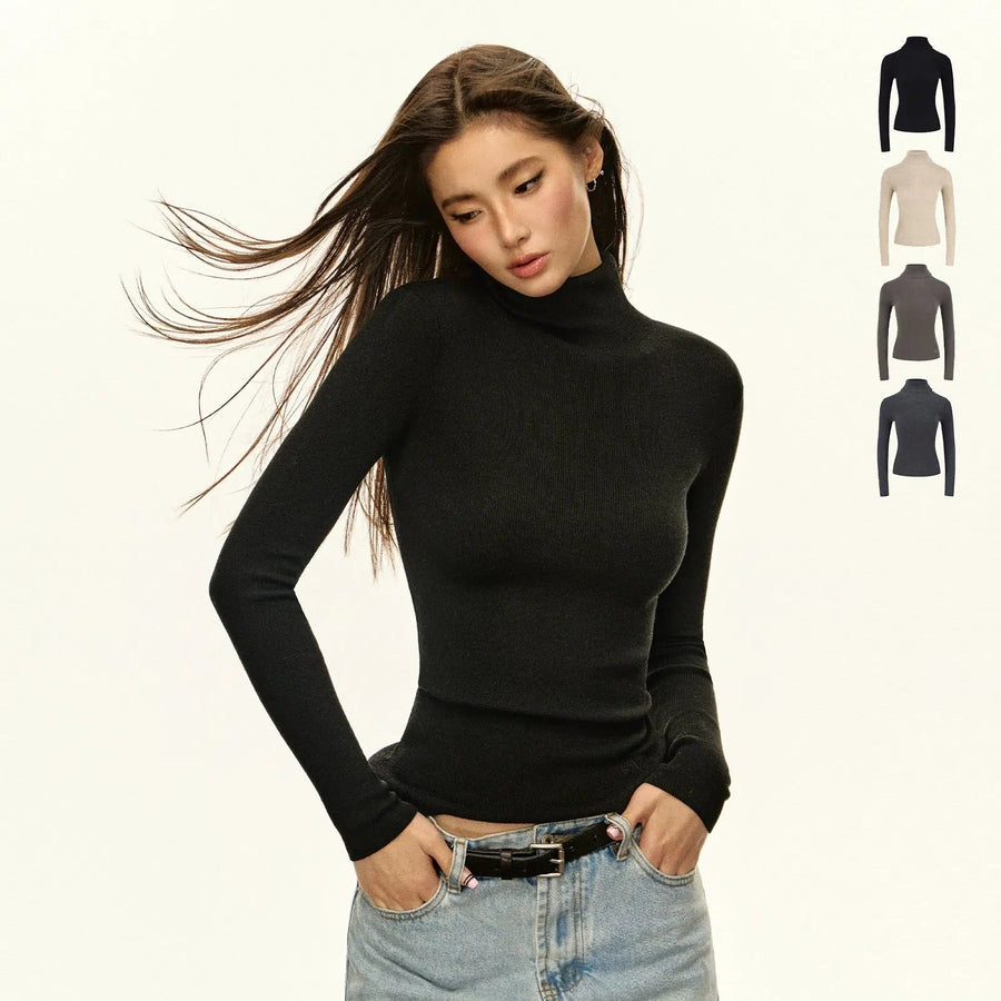 Classic Turtleneck Ribbed Pullover - Slim Fit