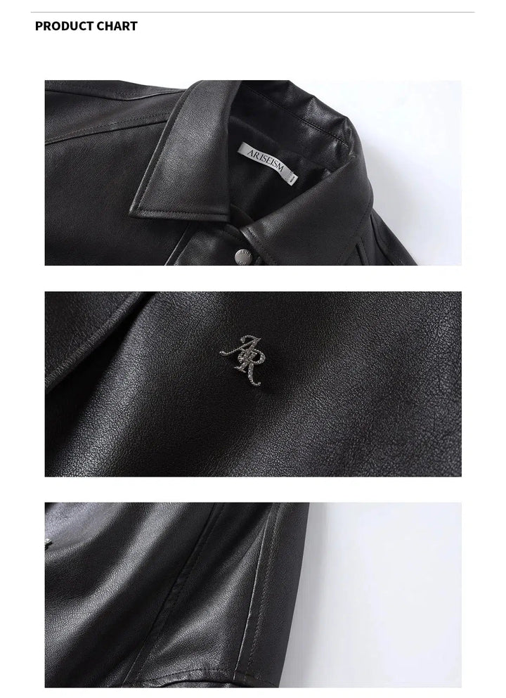 Classic Zippered Leather Jacket with Minimalist Detailing