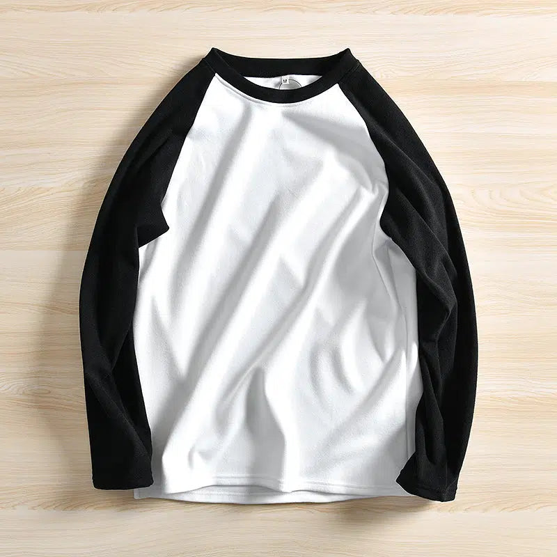 Color Block Velvet Crew Neck Pullover