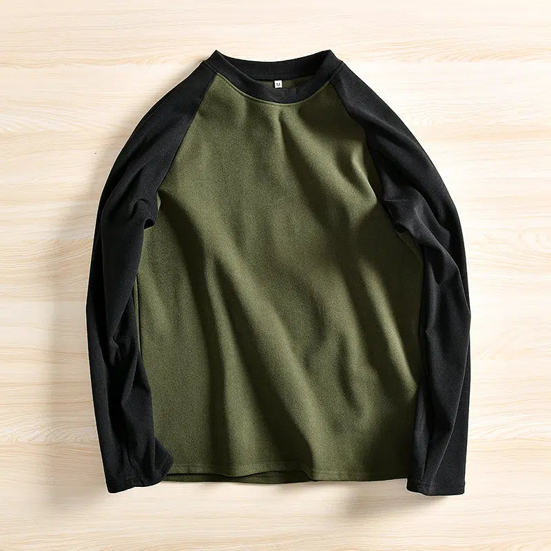 Color Block Velvet Crew Neck Pullover