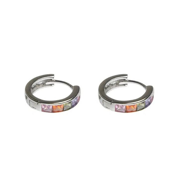 Colored Zircon Hoop Earrings