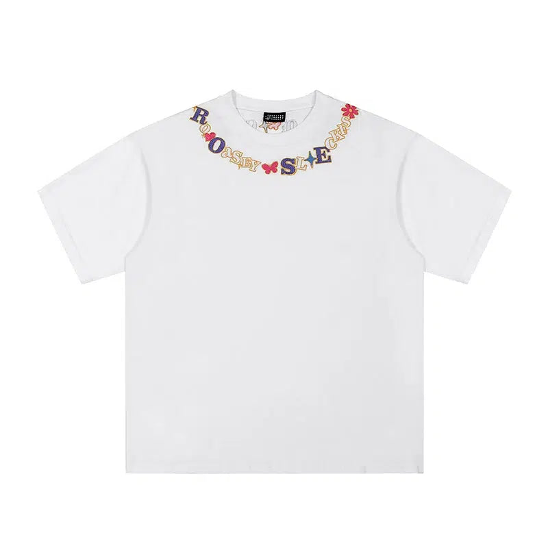 Colorful Letter Embroidered T-shirt