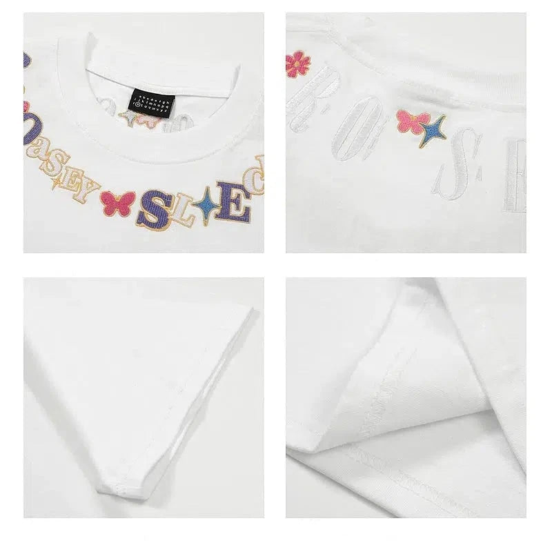 Colorful Letter Embroidered T-shirt