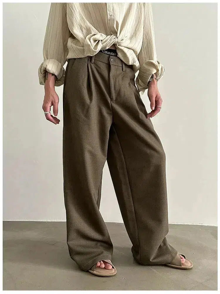 Comfortable Wide-leg Pleated Pants