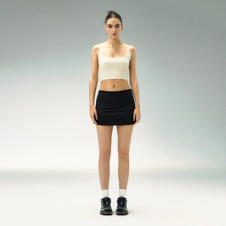 Contemporary Mini Skirt with Seamless Hemline and Side Logo Detail