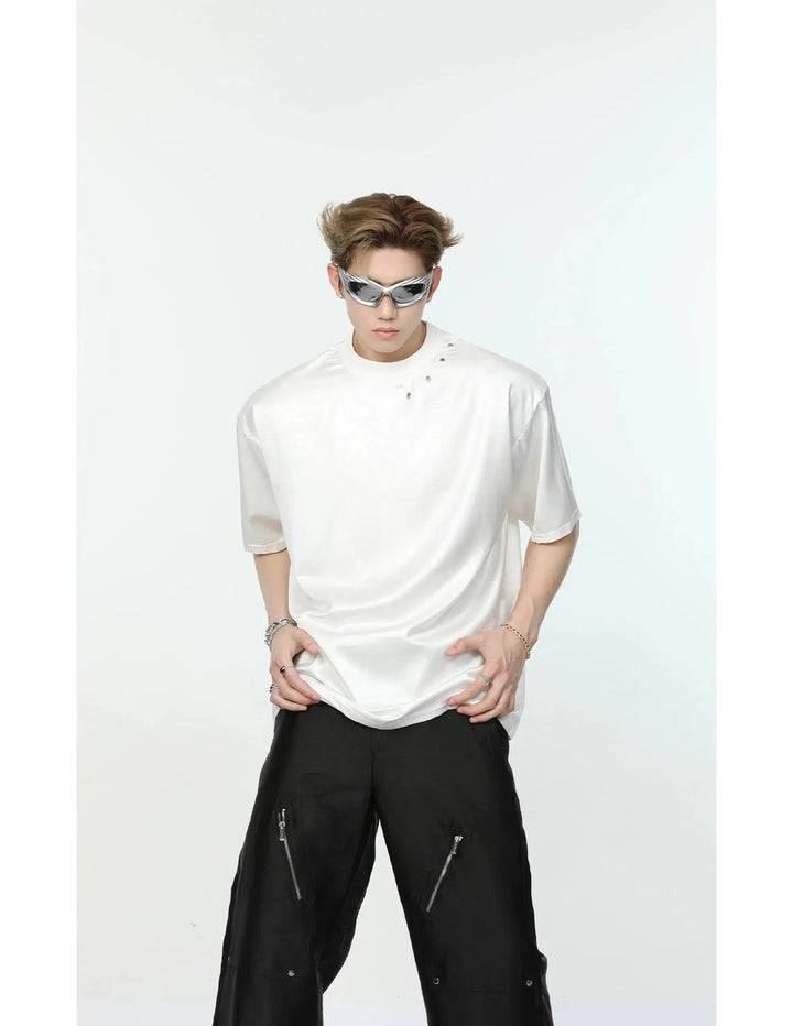 Contemporary Style Faux Leather T-shirt