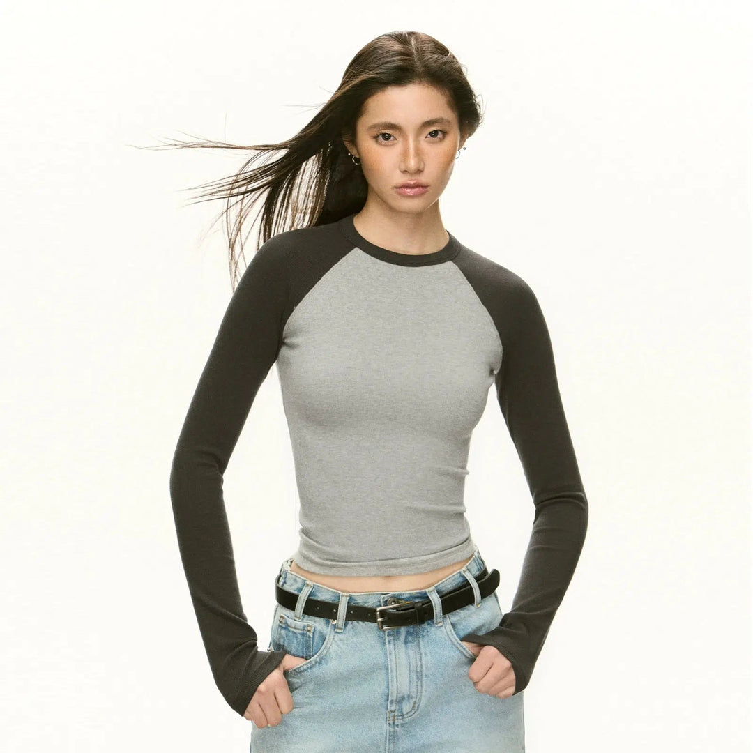 Contemporary Two-Tone Long Sleeve Pullover