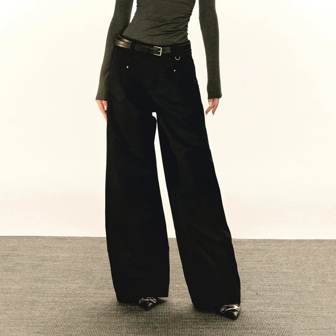 Contemporary Wide-Leg Casual Pants with Sleek Pockets