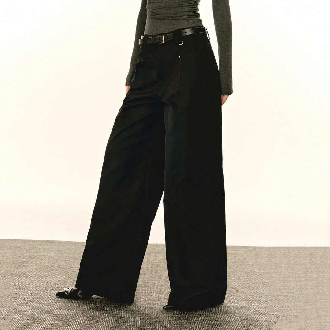 Contemporary Wide-Leg Casual Pants with Sleek Pockets