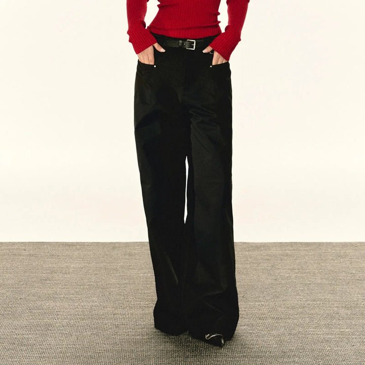 Contemporary Wide-Leg Casual Pants with Sleek Pockets