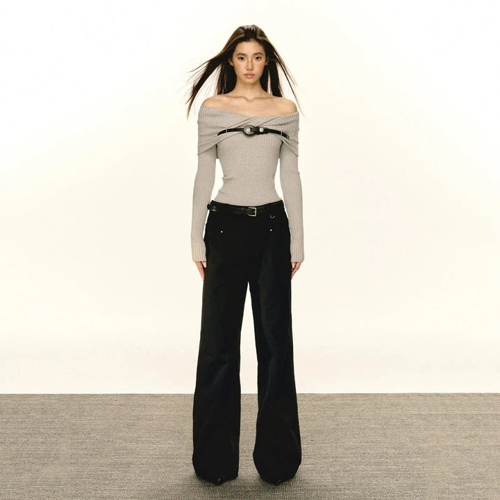 Contemporary Wide-Leg Casual Pants with Sleek Pockets