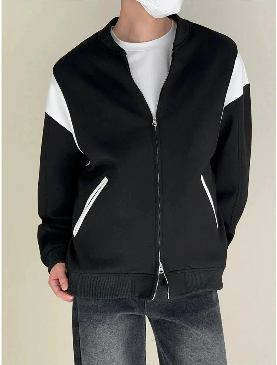 Contrast Color Design Baseball Jacket