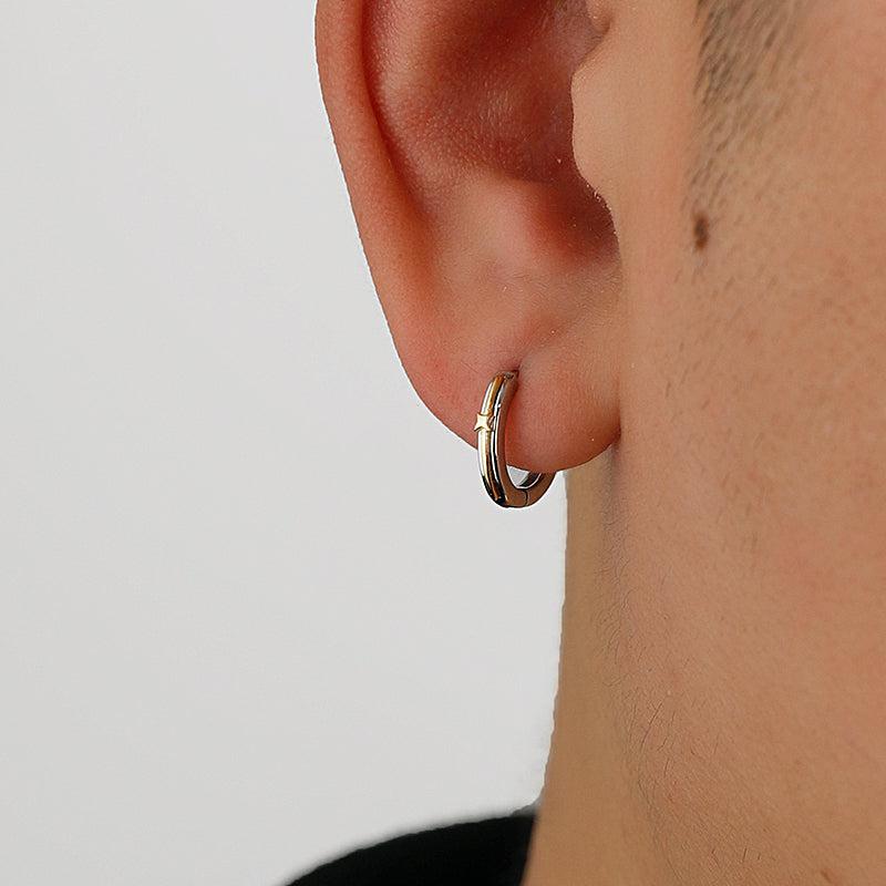 Contrast Star Hoop Earrings