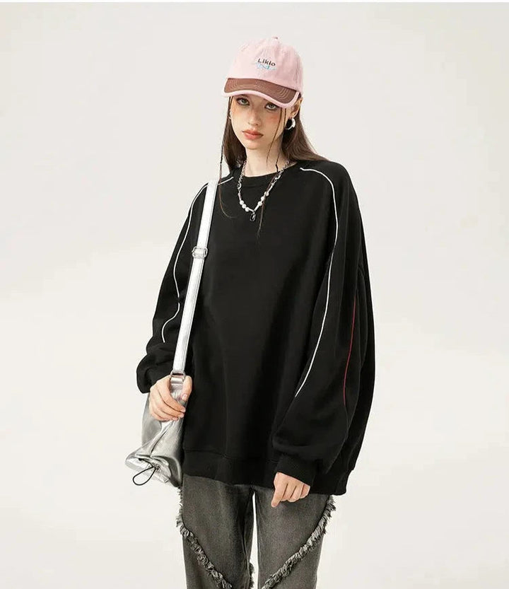 Contrast Stitching Oversized Sweatshirt