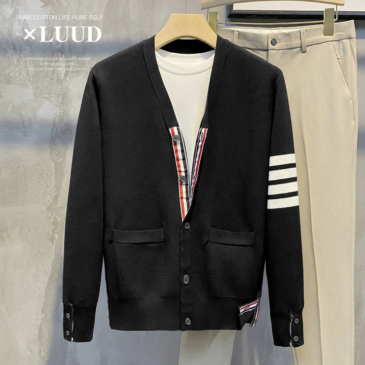 Contrast Stripe Knitted Cardigan Jacket