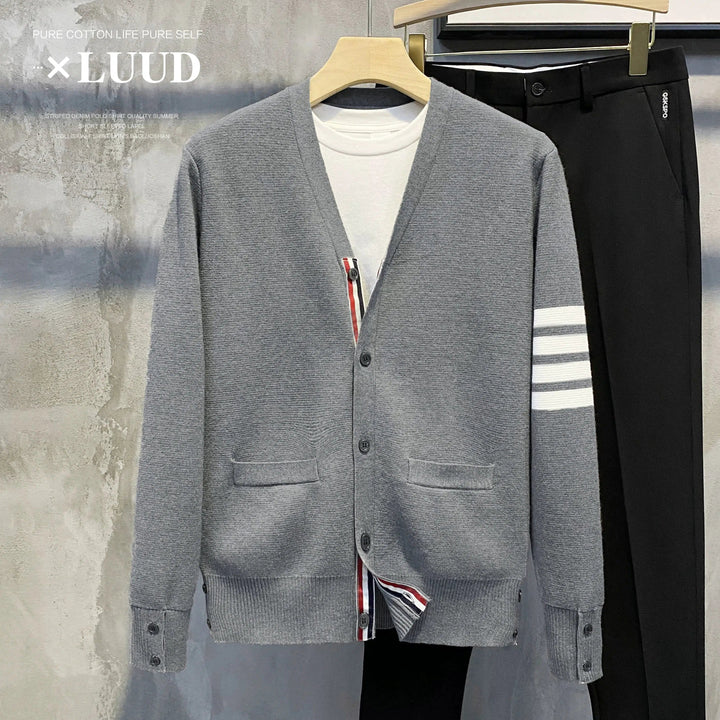 Contrast Stripe Knitted Cardigan Jacket