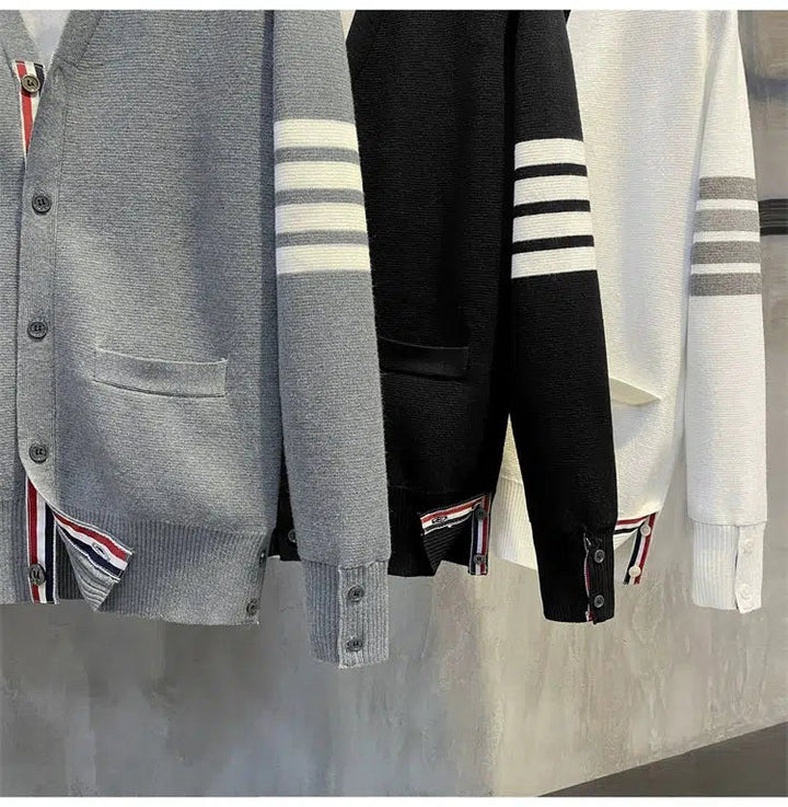 Contrast Stripe Knitted Cardigan Jacket