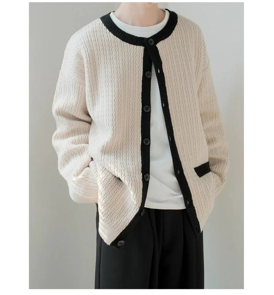 Contrast Trim Button Knitwear Cardigan