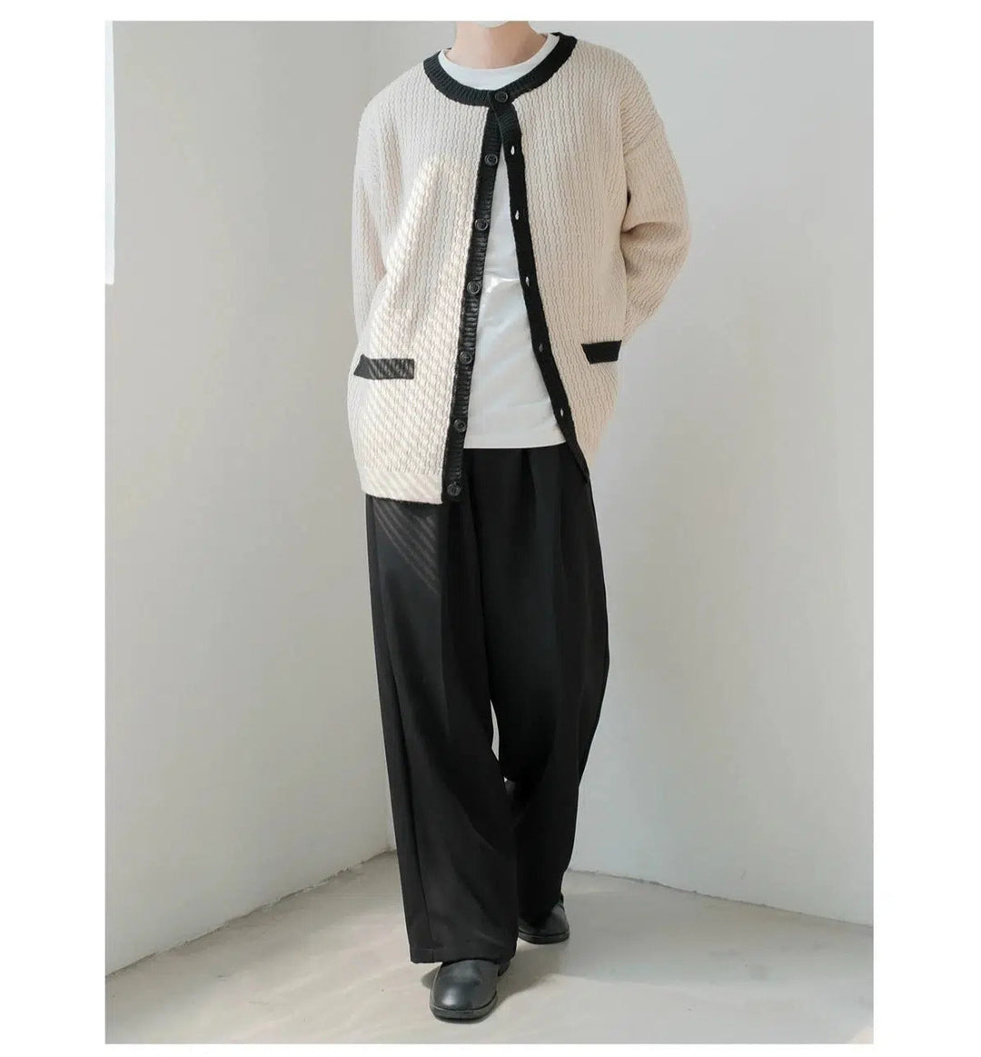 Contrast Trim Button Knitwear Cardigan